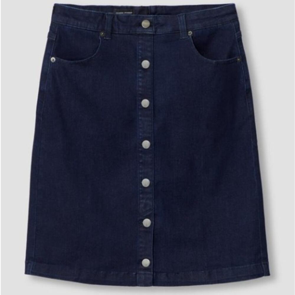 NWT Universal Standard Sz XS Denim Button Front Skirt in Dark Indigo Blue